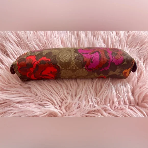 NEW Coach Jumbo Floral Khaki Multi Coated Canvas Pencil Case Makeup Bag - Picture 6 of 16